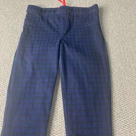 SPANX Sara Blakely Womens Leggings Size Medium Blue Checkered Skinny Pull On - Picture 2 of 12